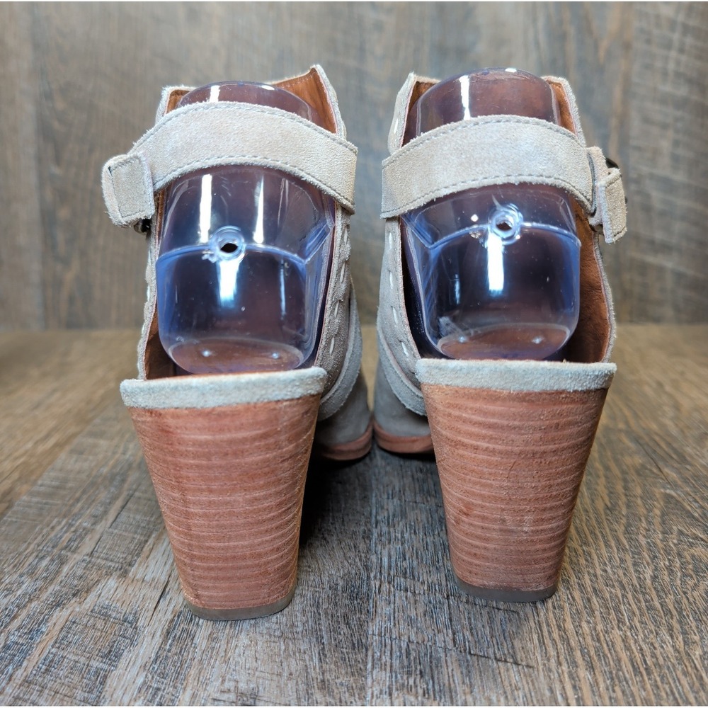 Frye Leather Dani Pickstitch Open Toe Sandals Ash Size 7M Chunky Heel Tan - Picture 6 of 12